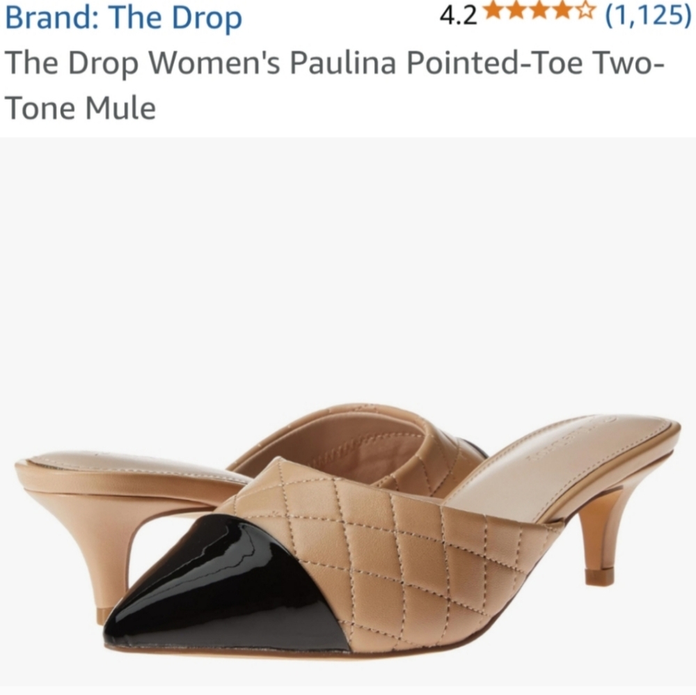 Women's The Drop Pointed-Toe Two-Tone Mule - Black and Tan